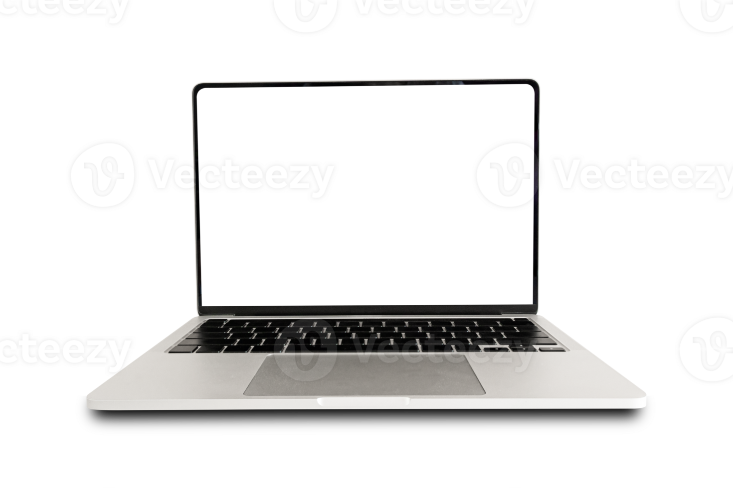 Laptop computer with blank screen isolated on transparent background png