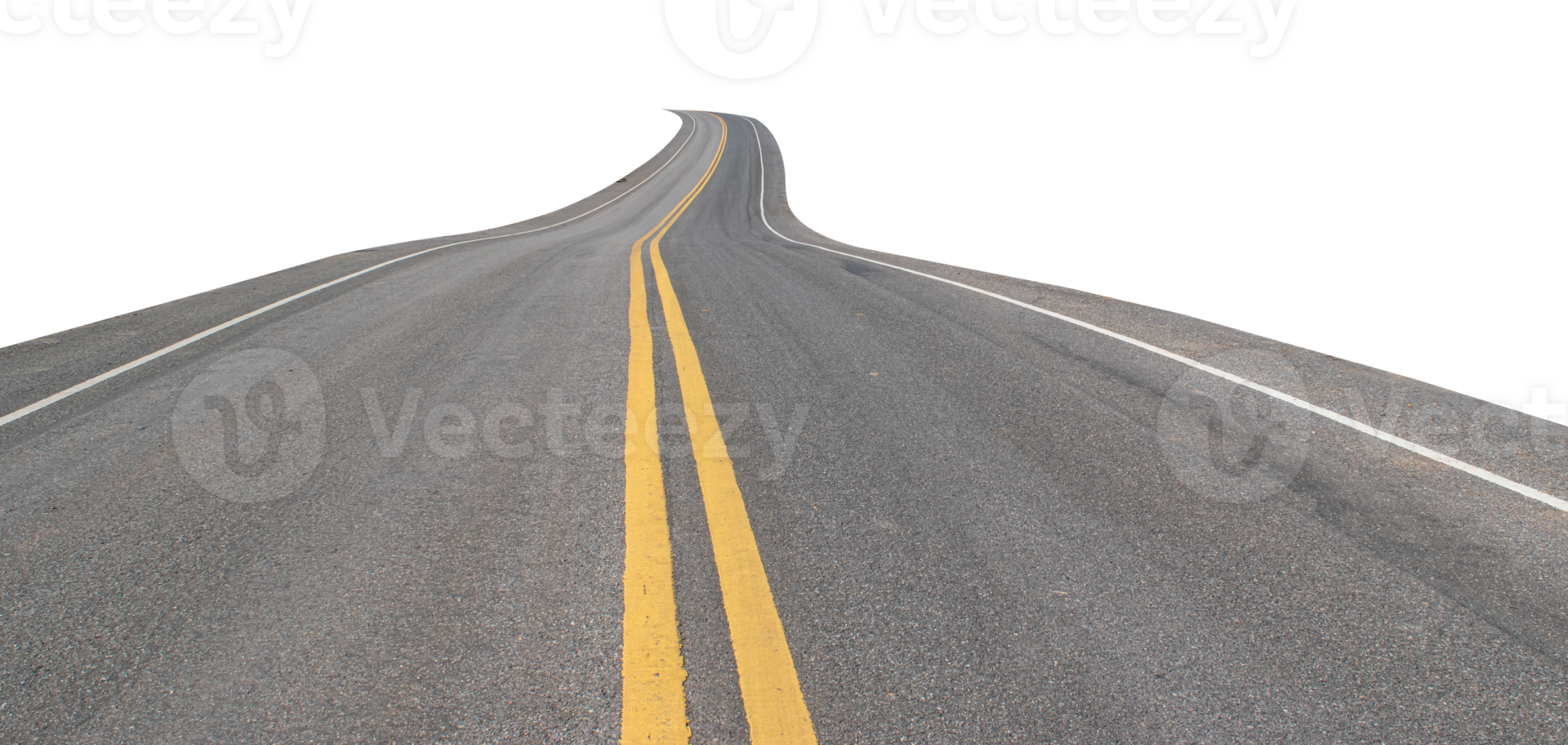 Empty asphalt road isolated on transparent background, PNG File