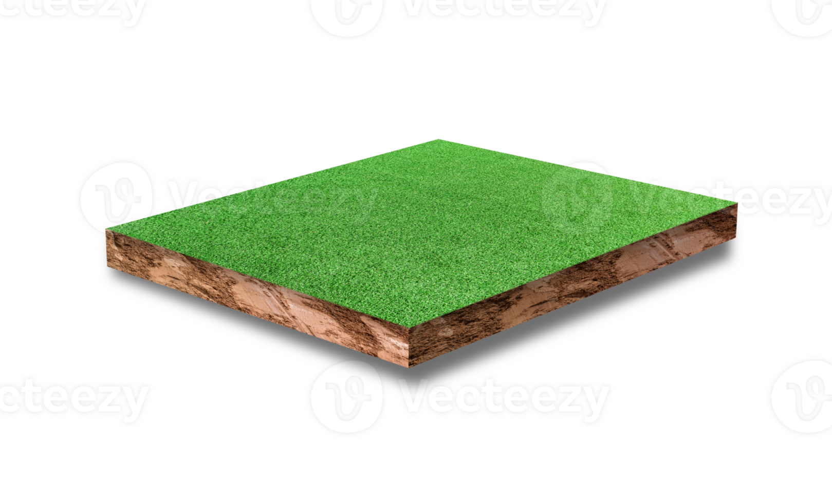 Soil round cross section with green grass field isolated on transparent background. png