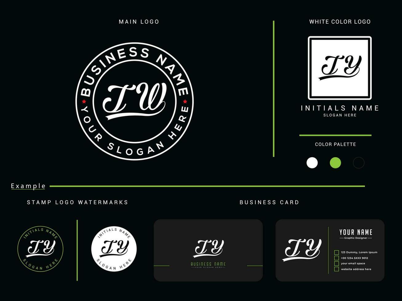 Minimalist Tw Circle Logo, Minimal TW Logo Icon Vector With Business Card