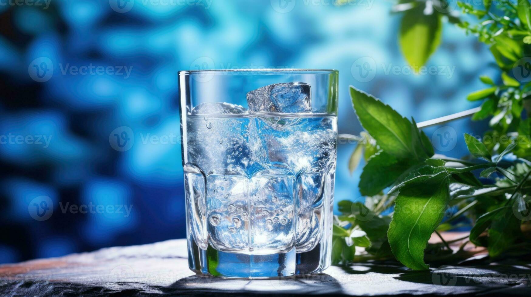 Mint in a glass with ice cubes on a white background. ai generated photo