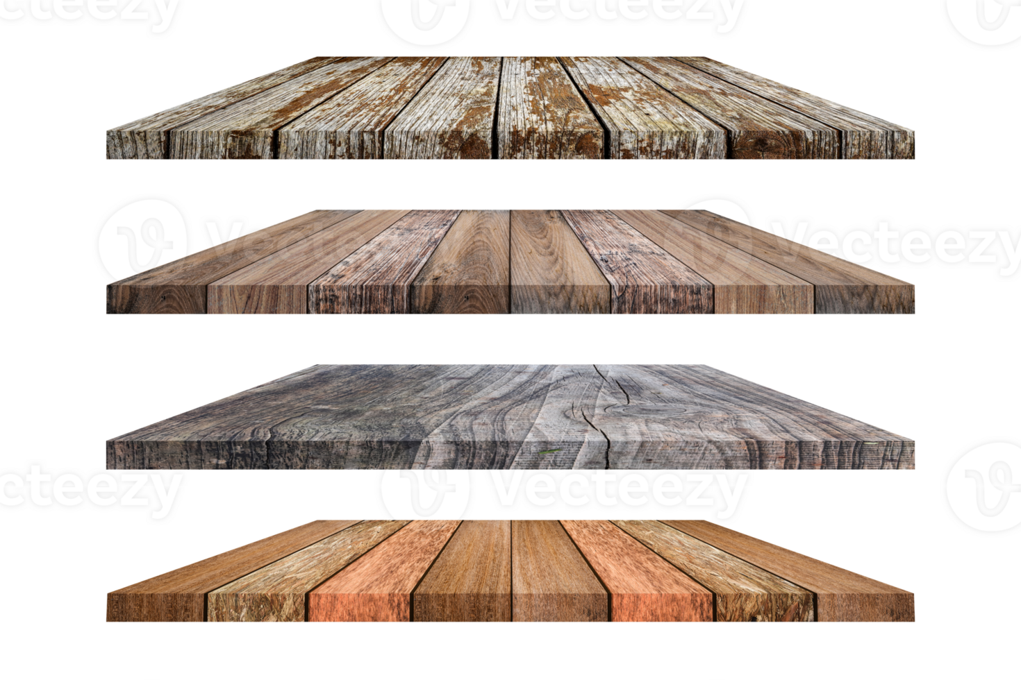 Set of wooden flooring isolated on transparent background, PNG File Format.