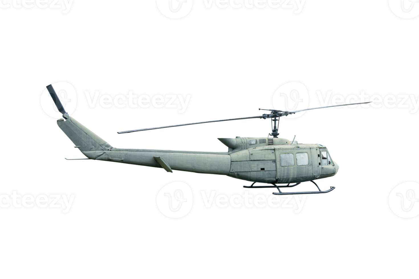 Old helicopter isolated on transparent background, PNG Format.