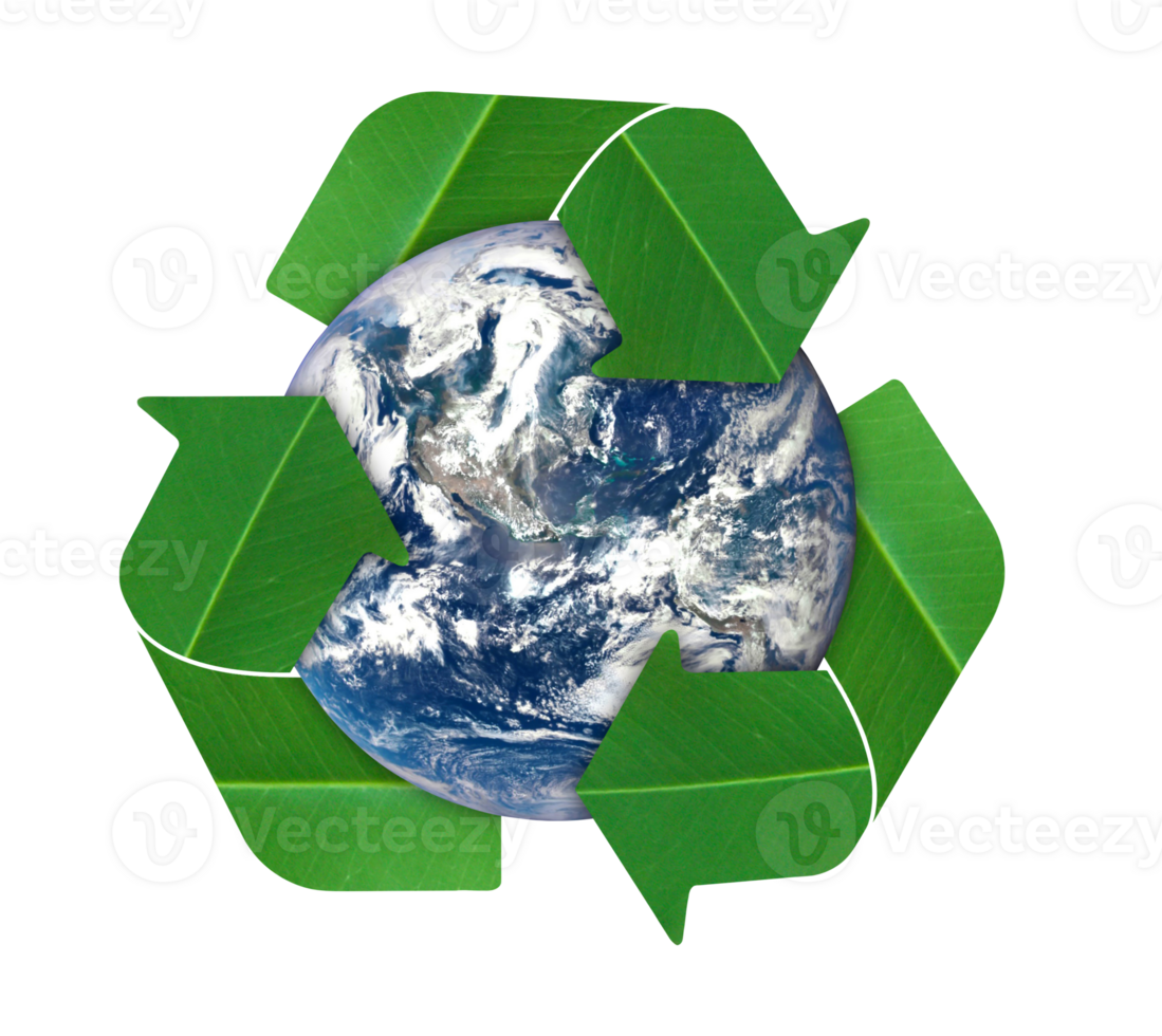 Environment concept. globes and recycle icon isolated on transparent background. Elements of this image furnished by NASA png