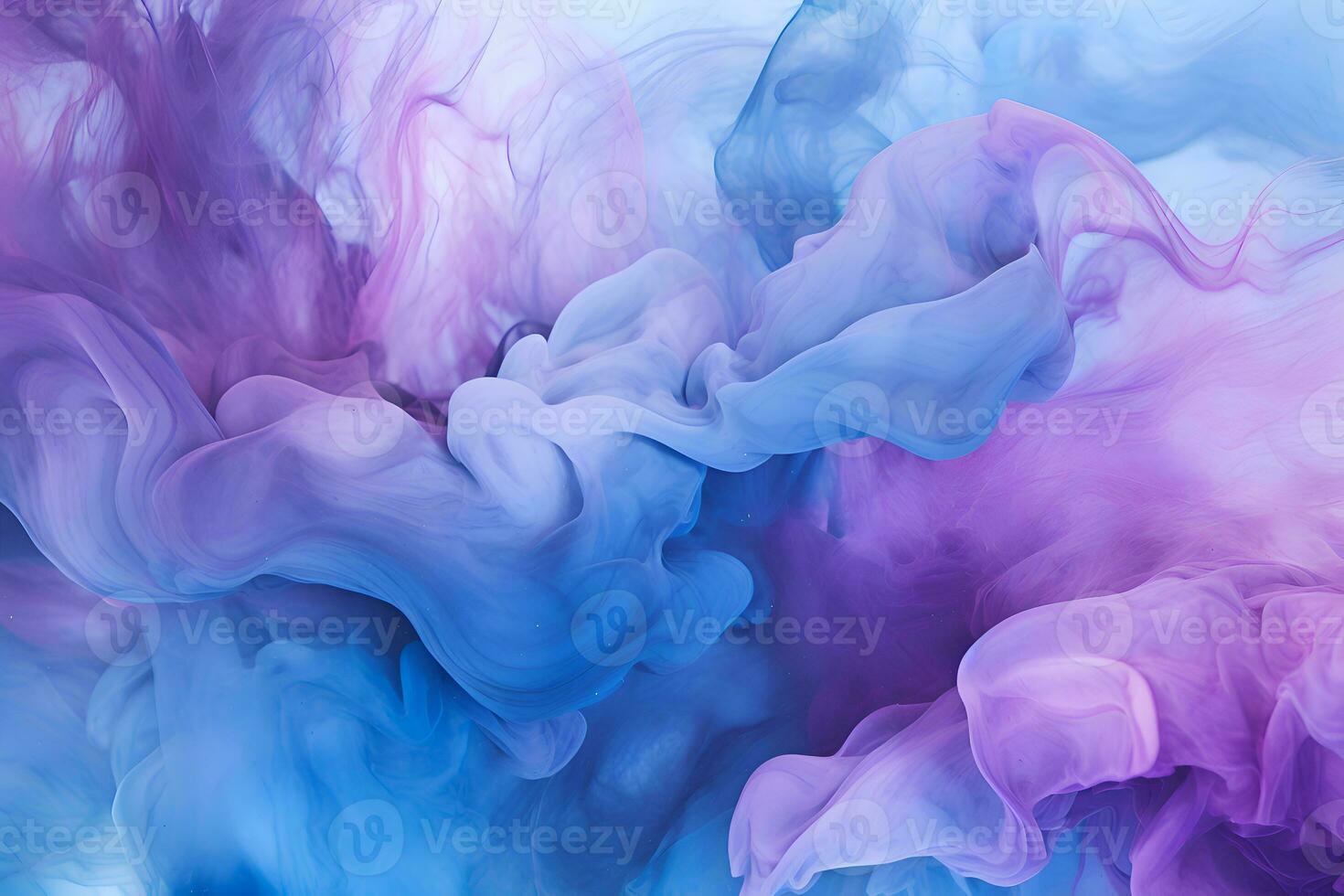 Paint in water. Colorful art background. Fluorescent smoke texture. Universe energy. Glowing bright blue purple vapor splash on dark AI Generative photo