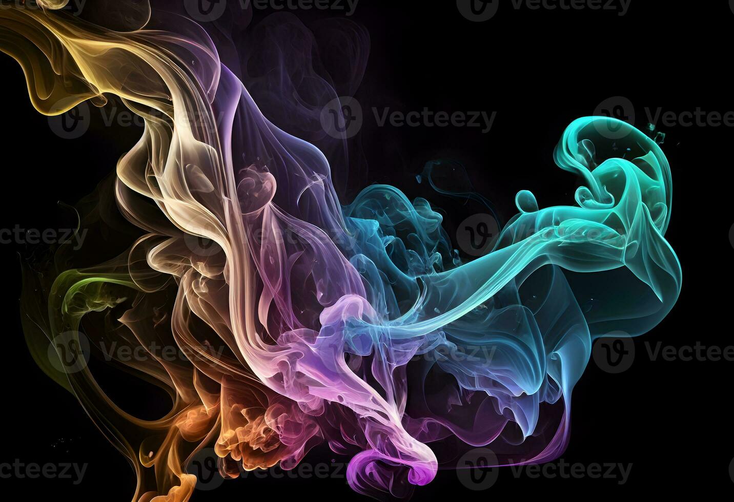 Abstract color mix , color drops in water , drop of Ink color mix paint falling on water Colorful ink in water. Beautiful colorful smoke abstract on black background AI Generative photo