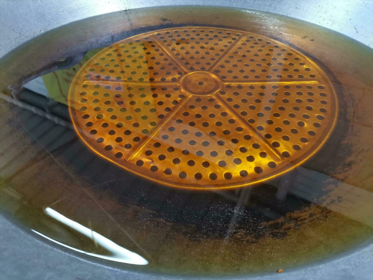 The pan is full of oil. photo