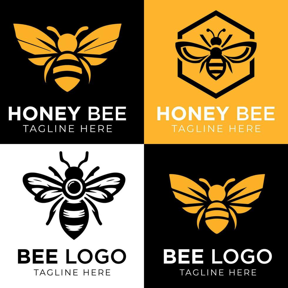 miel abeja logo diseño modelo con vector ilustración. volador miel abeja icono símbolo en línea, departamento, y color estilo. vector ilustración