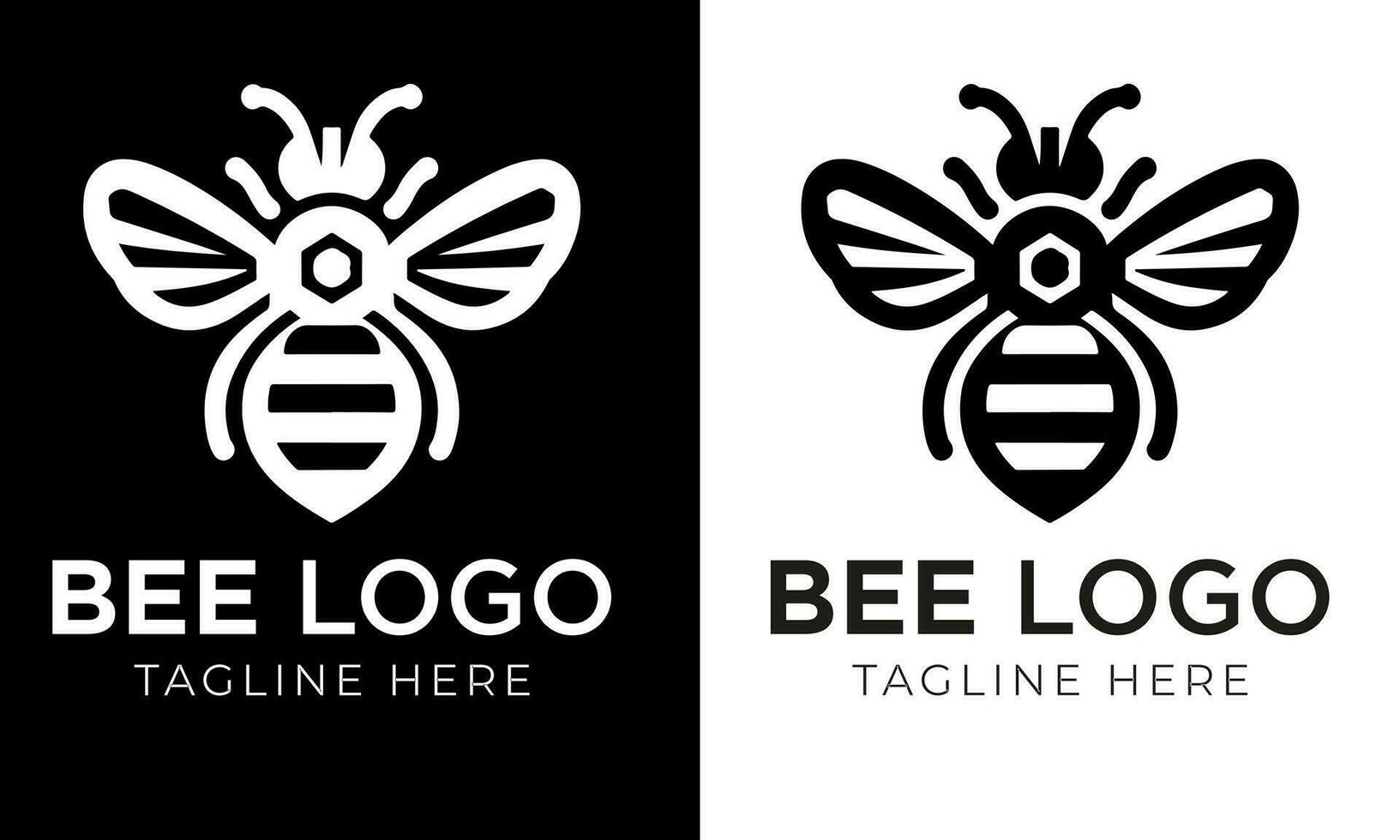 Honey bee logo design template with vector illustration. Flying honey bee icon symbol in line, flat, and color style. Vector illustration