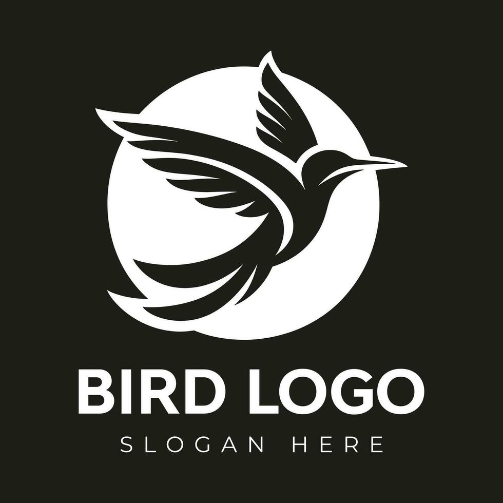 Vector Flying Hummingbird logo design with negative space