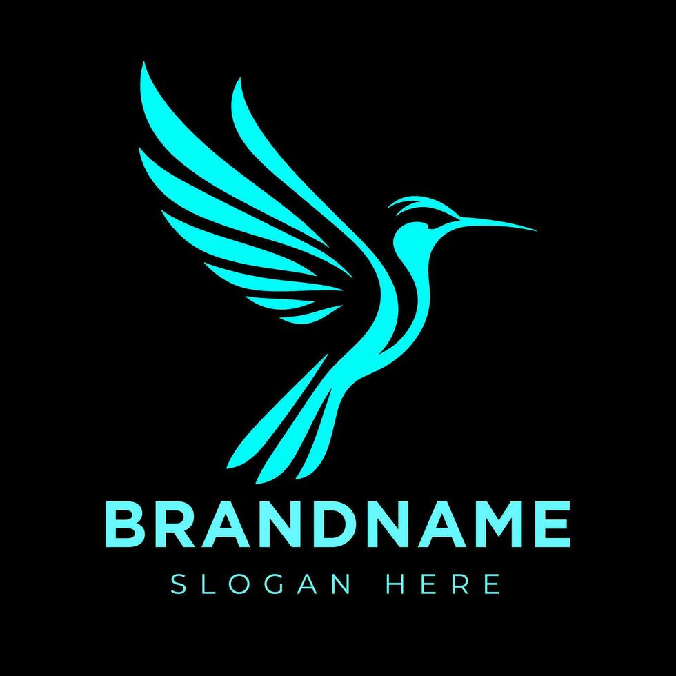Vector Flying Hummingbird logo design with gradient colorful Style