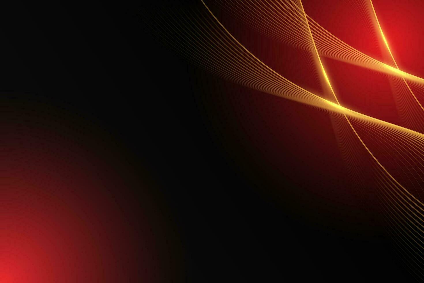 Golden wave on black and red background. Elegant concept design with golden lines vector