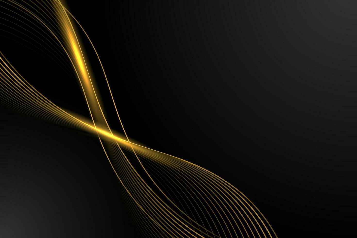 Golden wave on black background. Elegant concept design with golden lines vector