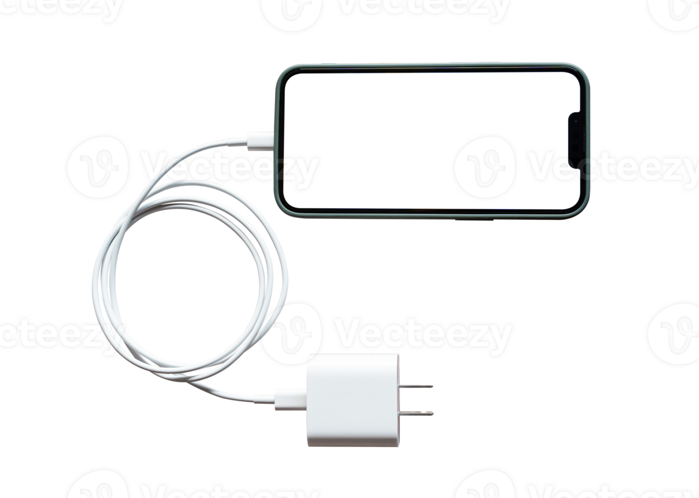 mobile téléphone intelligent blanc écran ou Vide écran mise en charge batterie isolé sur transparent arrière-plan, png format.