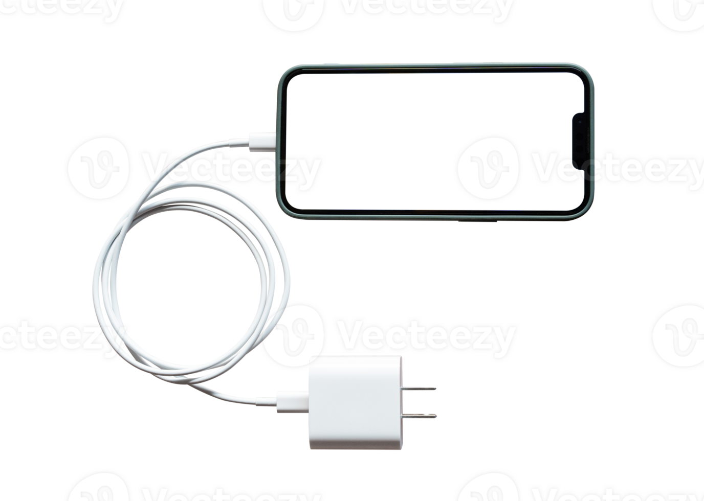 mobil smartphone vit skärm eller tom skärm laddning batteri isolerat på transparent bakgrund, png formatera.