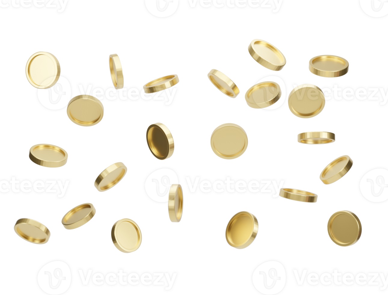 explosie van gouden munten geïsoleerd Aan transparant achtergrond. pot of casino por concept. 3d weergave. png