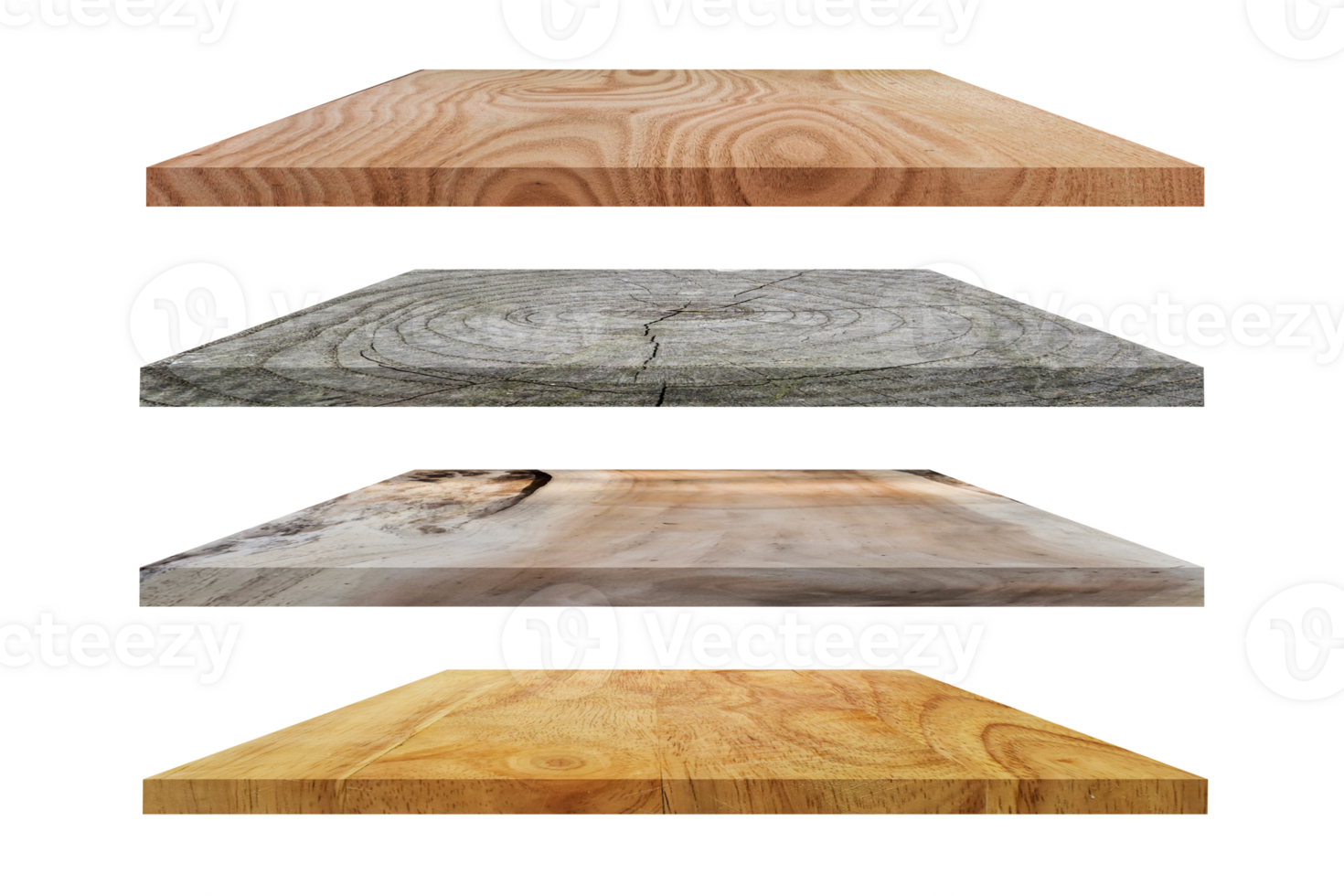 Set of wooden flooring isolated on transparent background, PNG File Format.