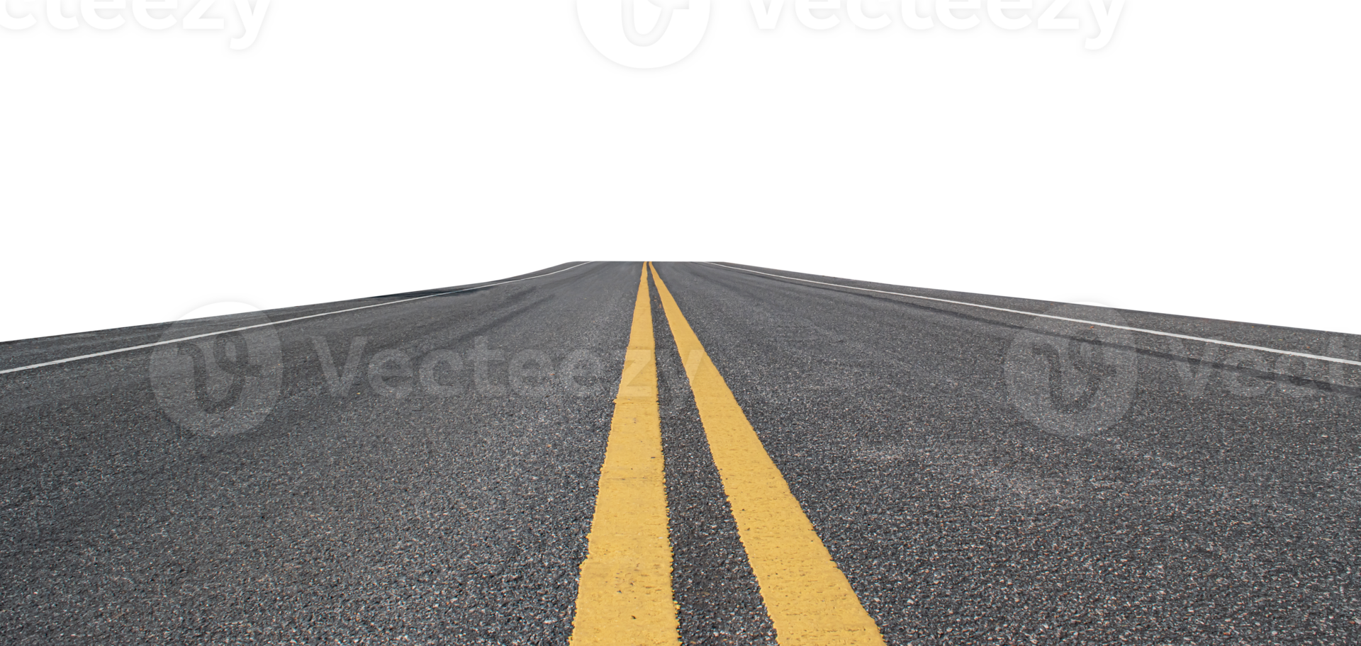 Empty asphalt road isolated on transparent background, PNG File