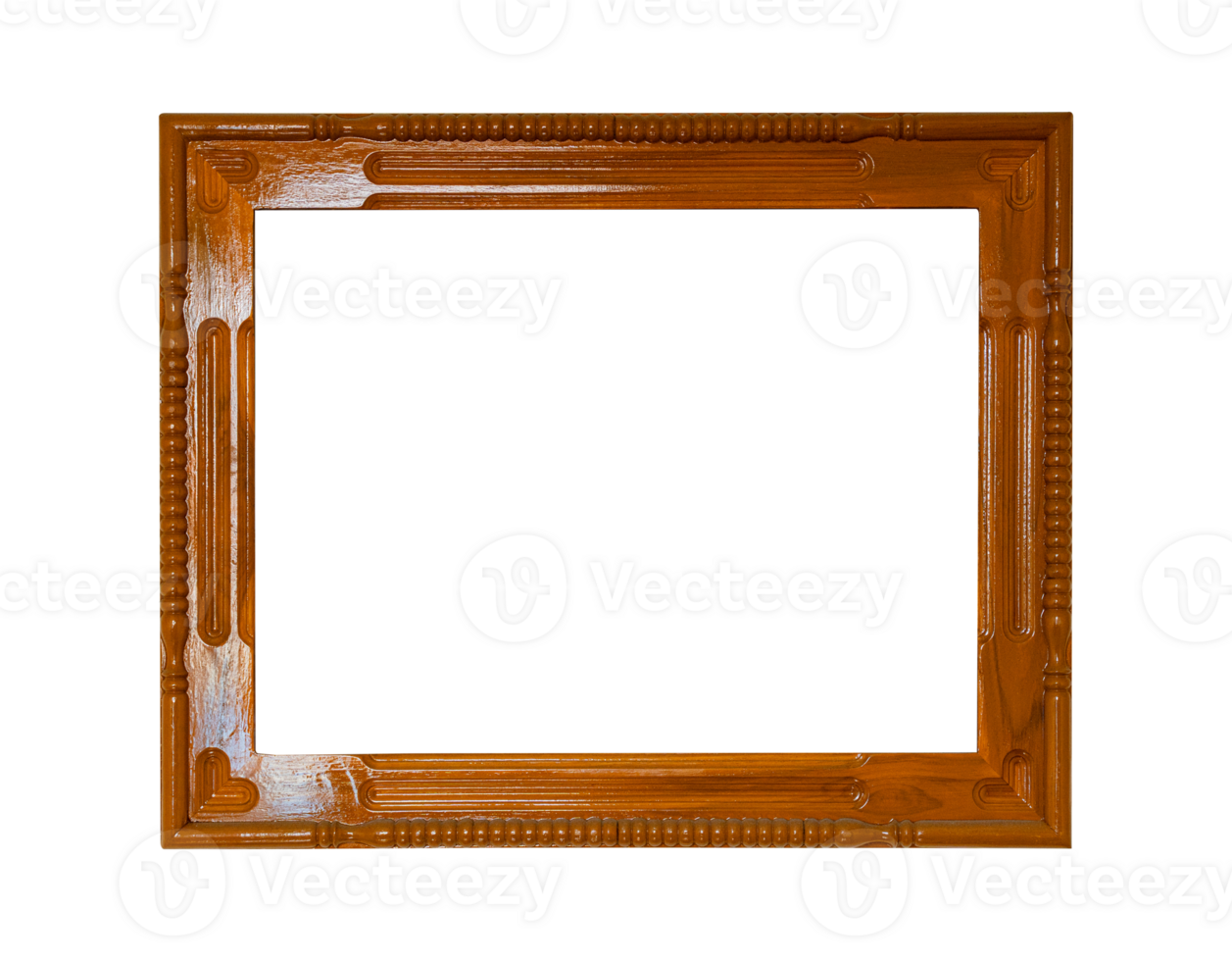 Wood frame vintage style for photo or painting isolated on transparent background PNG file.