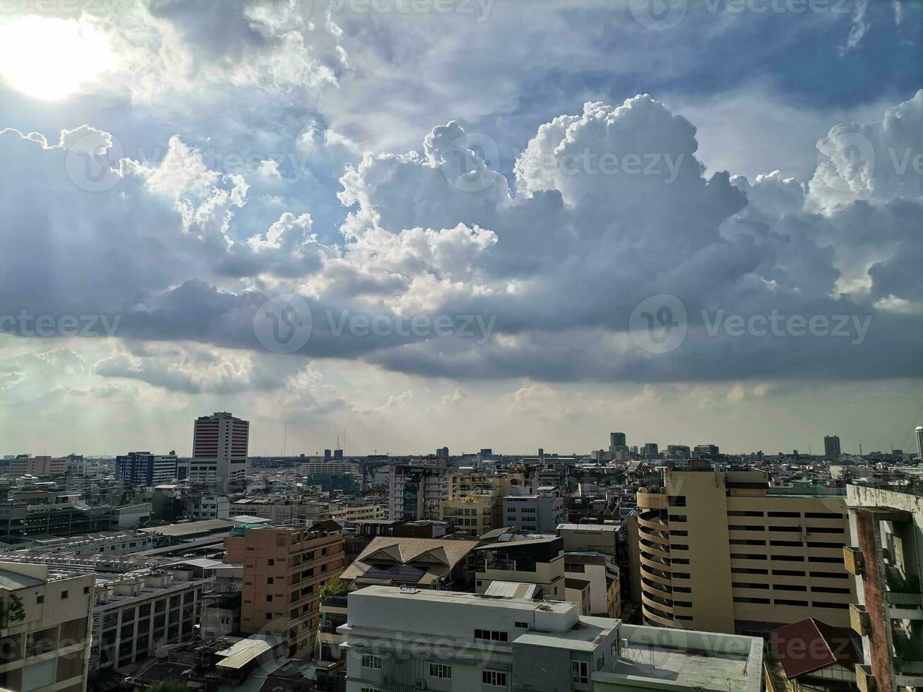 Rooftop in Bangkok in the afternoon There are dense clouds. Preparing to form rain photo