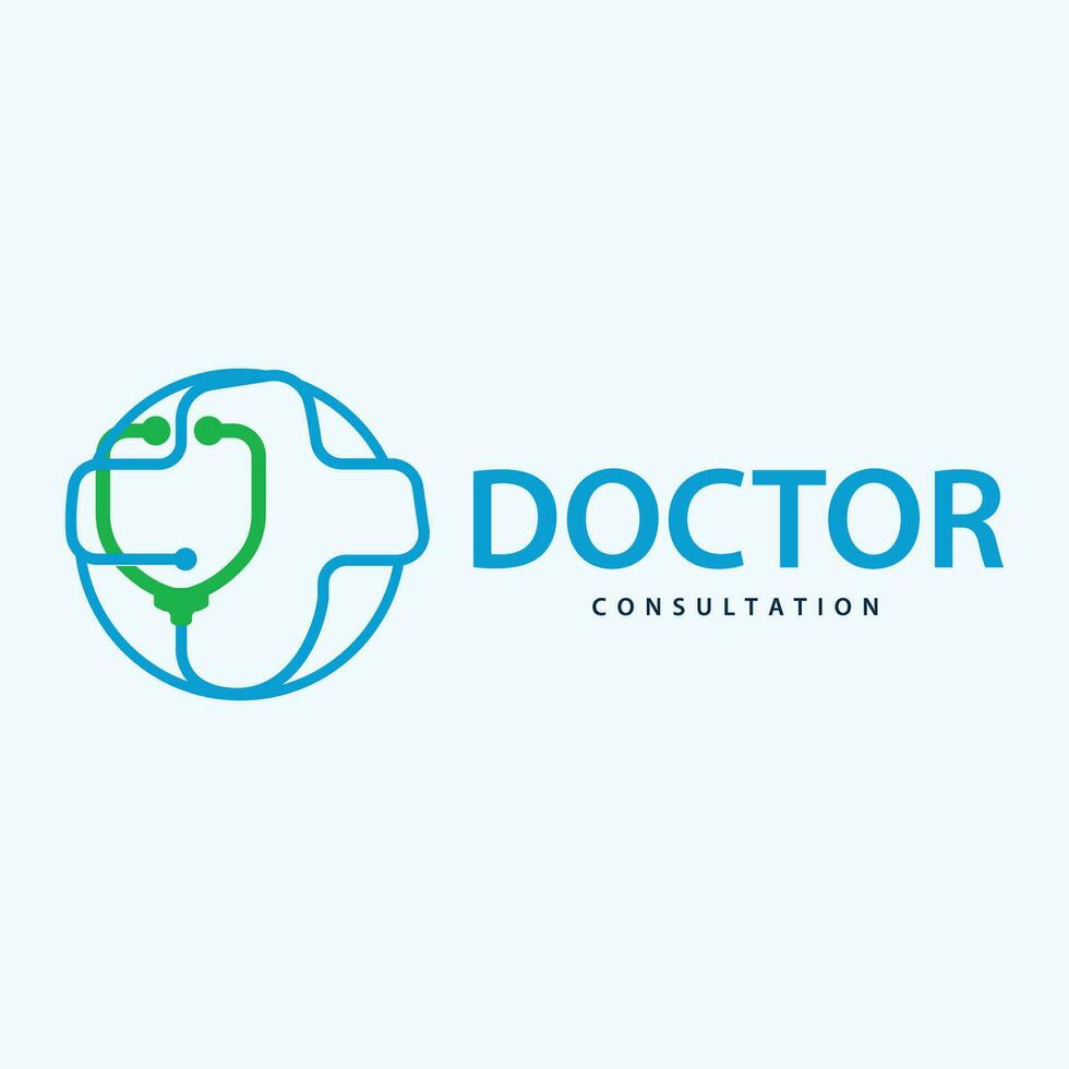 Stethoscope Logo, Simple Line Model Health Care Logo Design for Business Brands, Illustration Templet vector