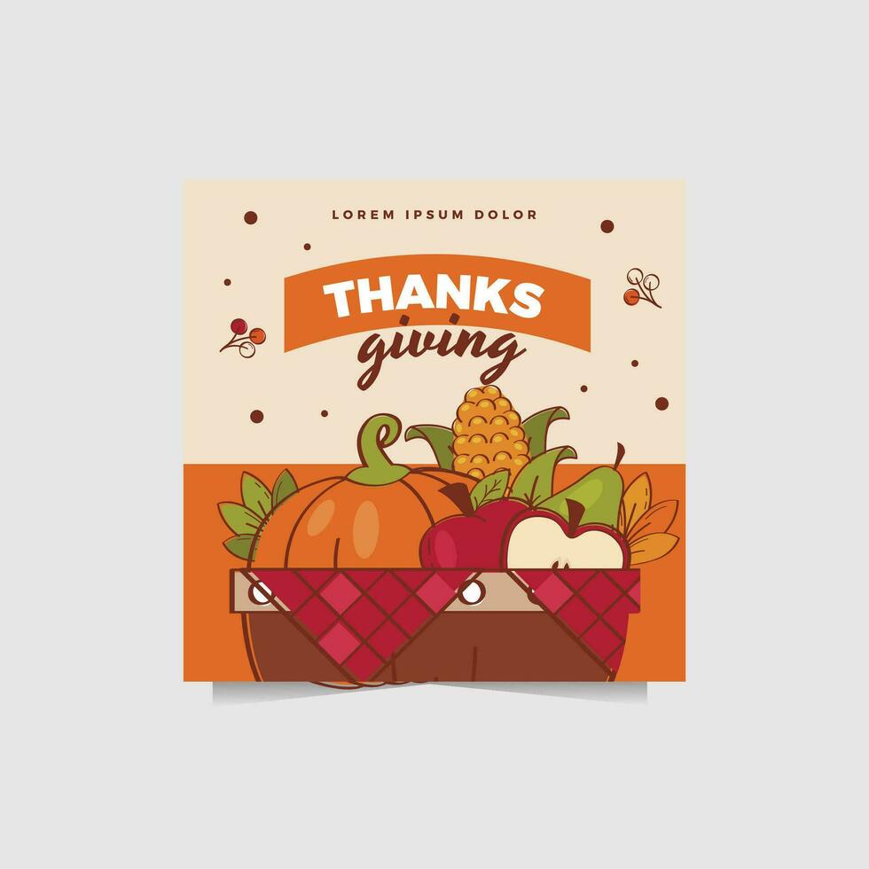 happy thanksgiving social media post vector