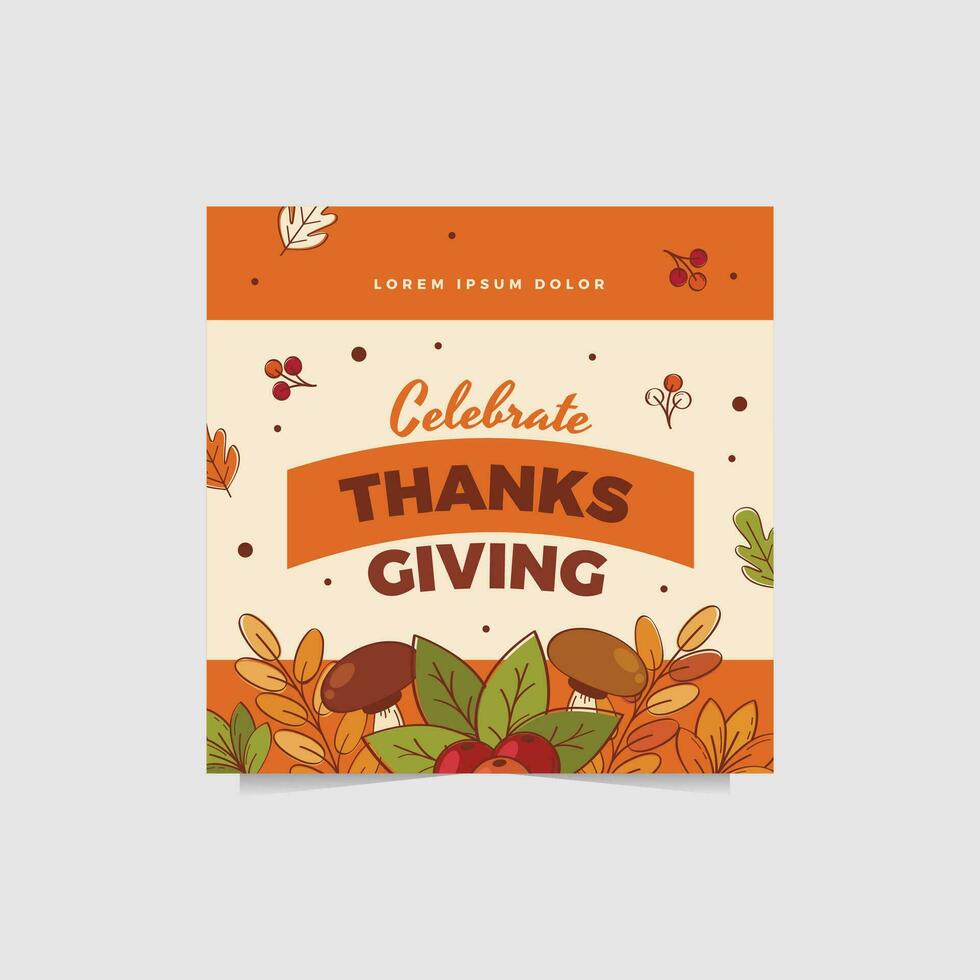 happy thanksgiving social media post vector