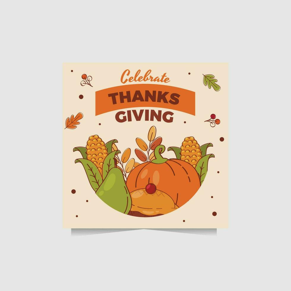 happy thanksgiving social media post vector