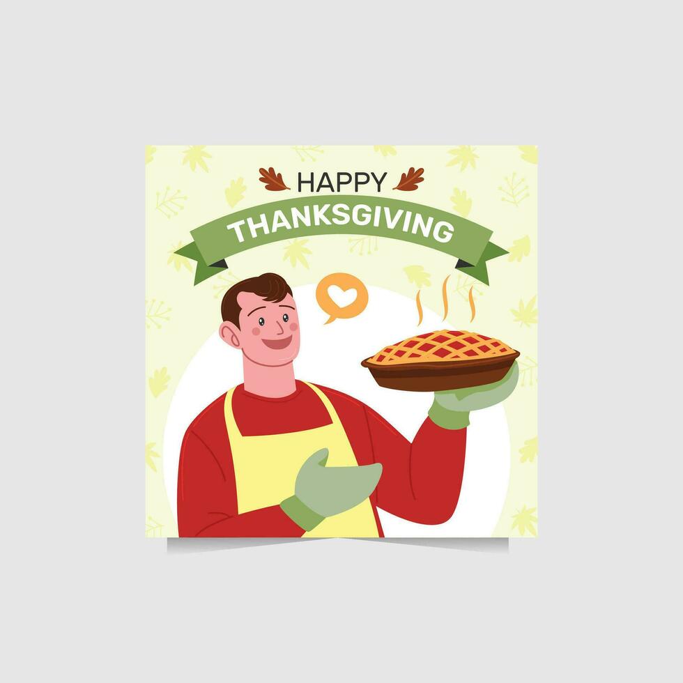happy thanksgiving social media post vector