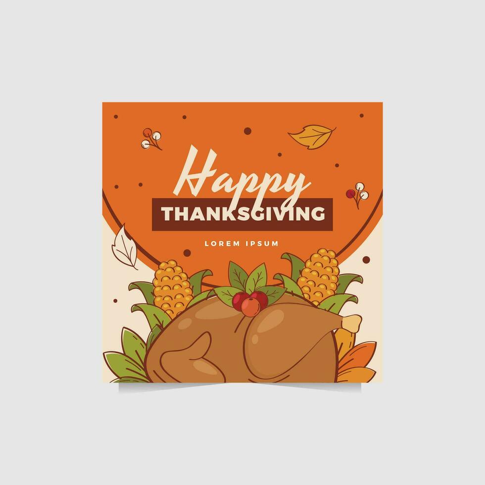 happy thanksgiving social media post vector