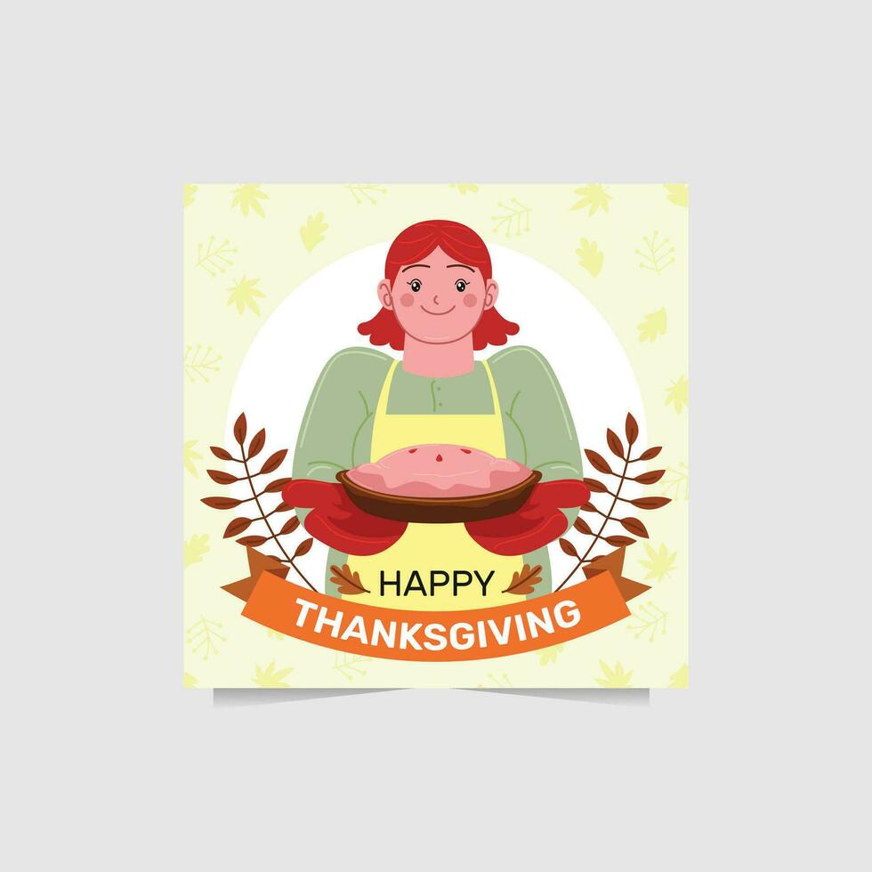 happy thanksgiving social media post vector