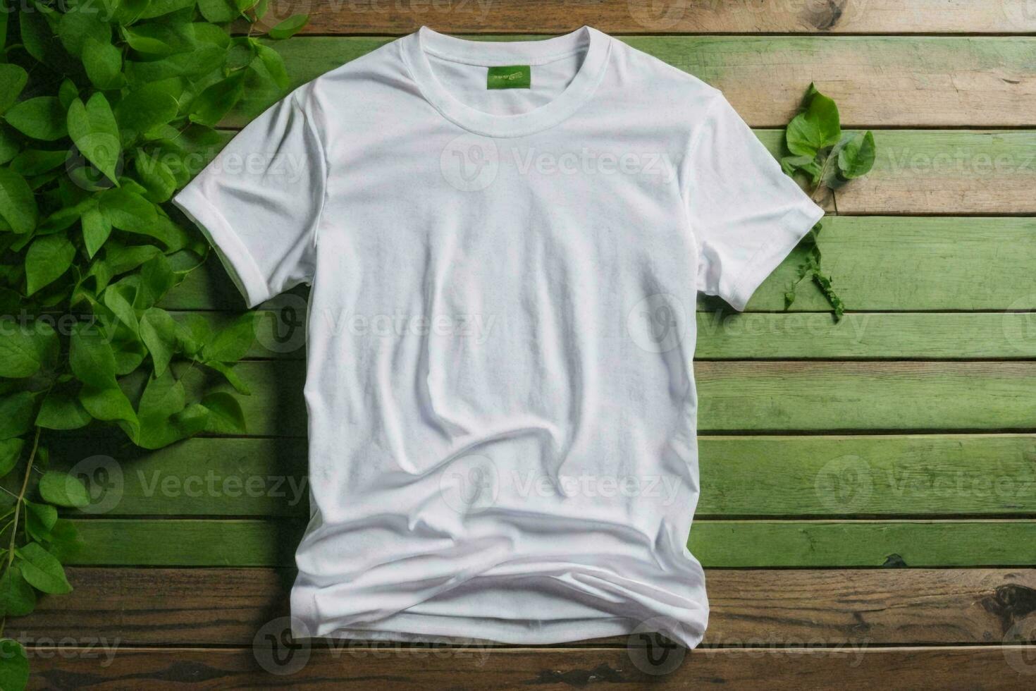 A Closed-Up Shot of A Plain White T-Shirt Mock-Up. AI Generative photo