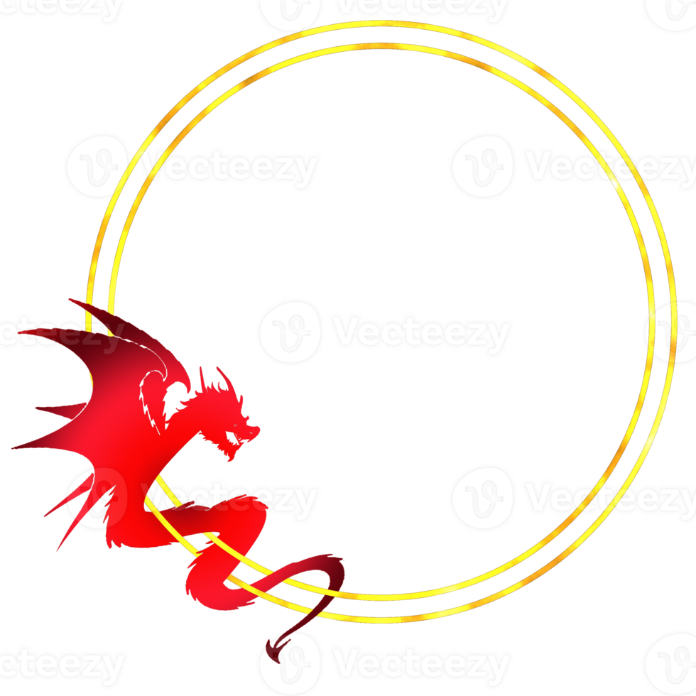 template border design with decorated dragon element png