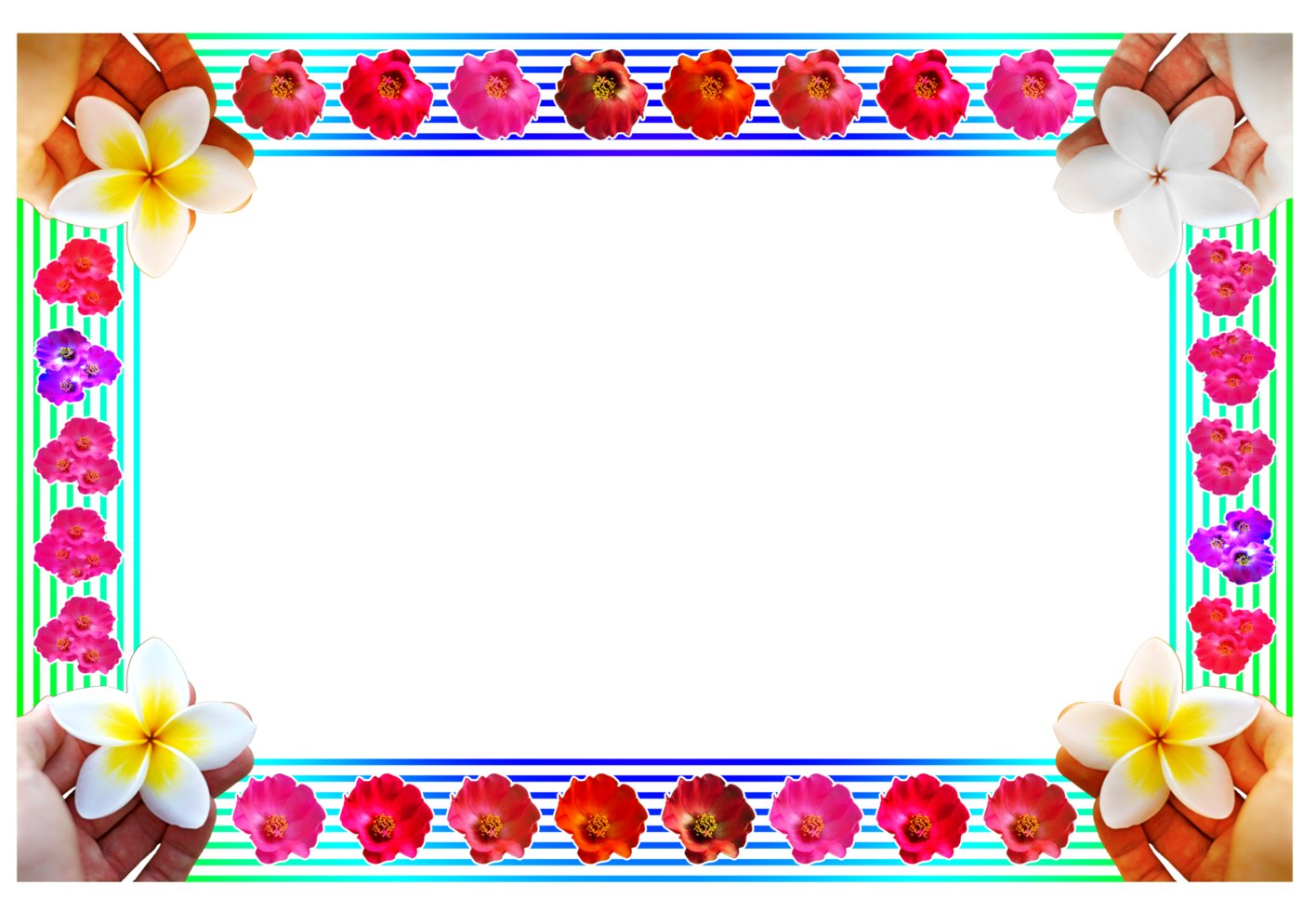 template design border frame with element flower png