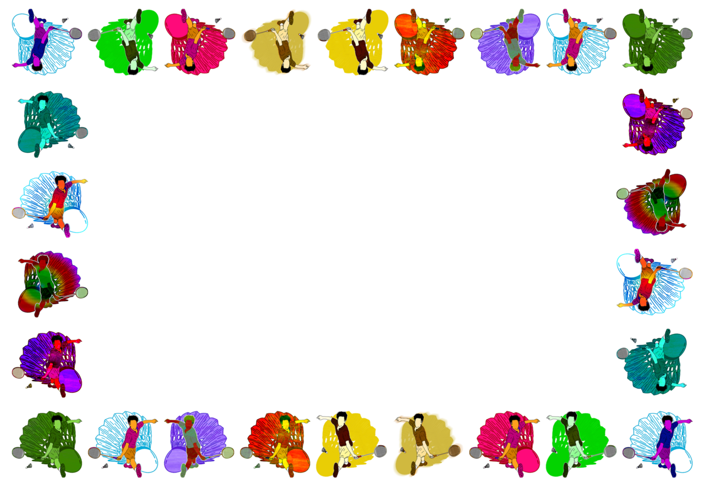 template design border frame with badminton png