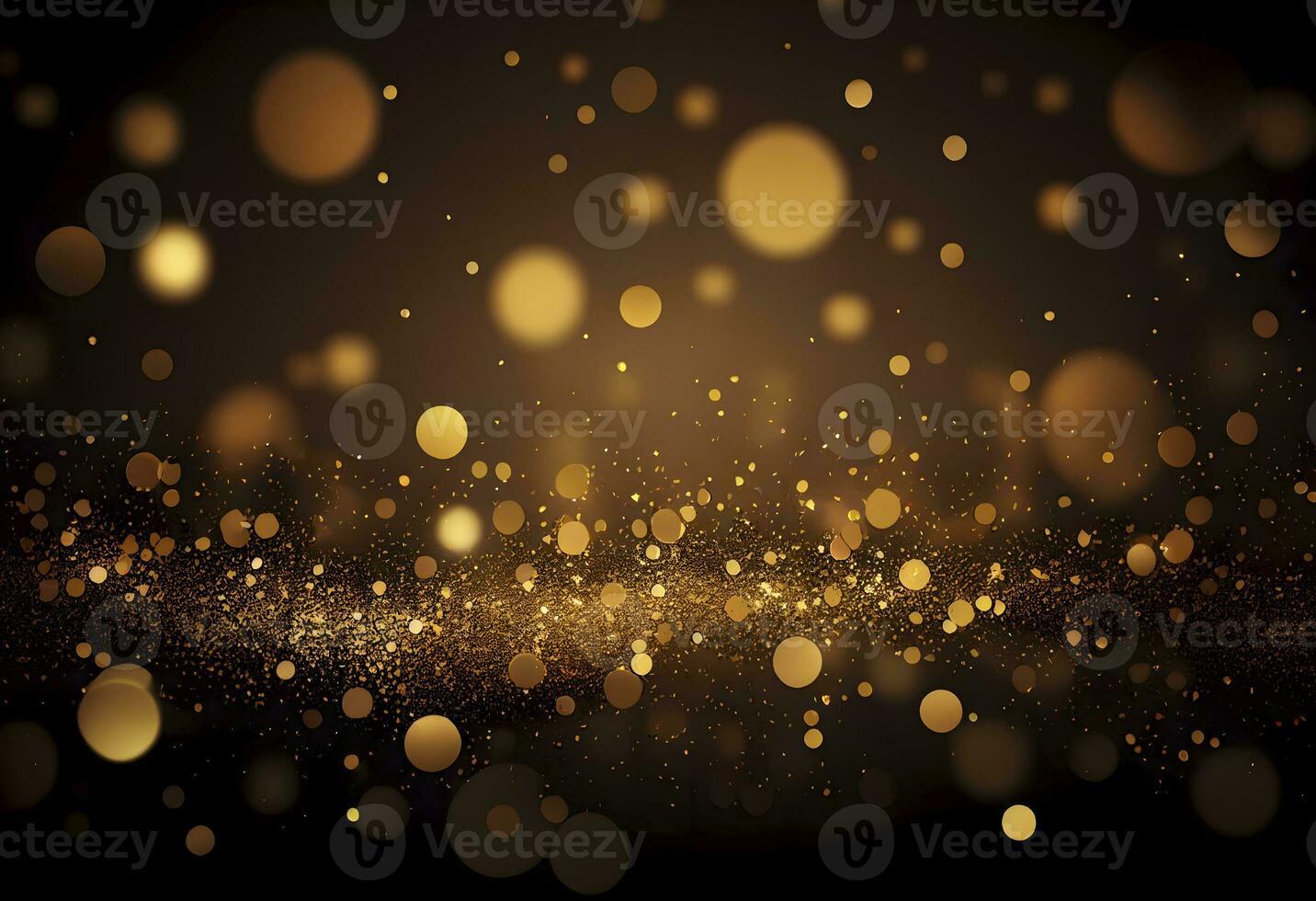 Light abstract glowing bokeh light. Shining star, sun particles and sparks with lens flare effect on black background. Sparkling magical dust particles. Christmas concept. AI Generative photo