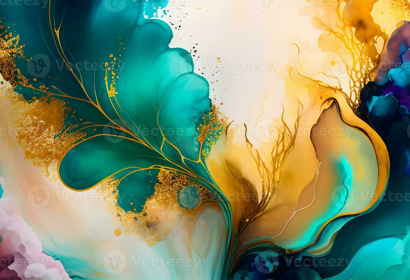 Alcohol ink colors translucent. Abstract multicolored marble texture background. Design wrapping paper, wallpaper. Mixing acrylic paints. Modern fluid art. Alcohol Ink AI Generative photo
