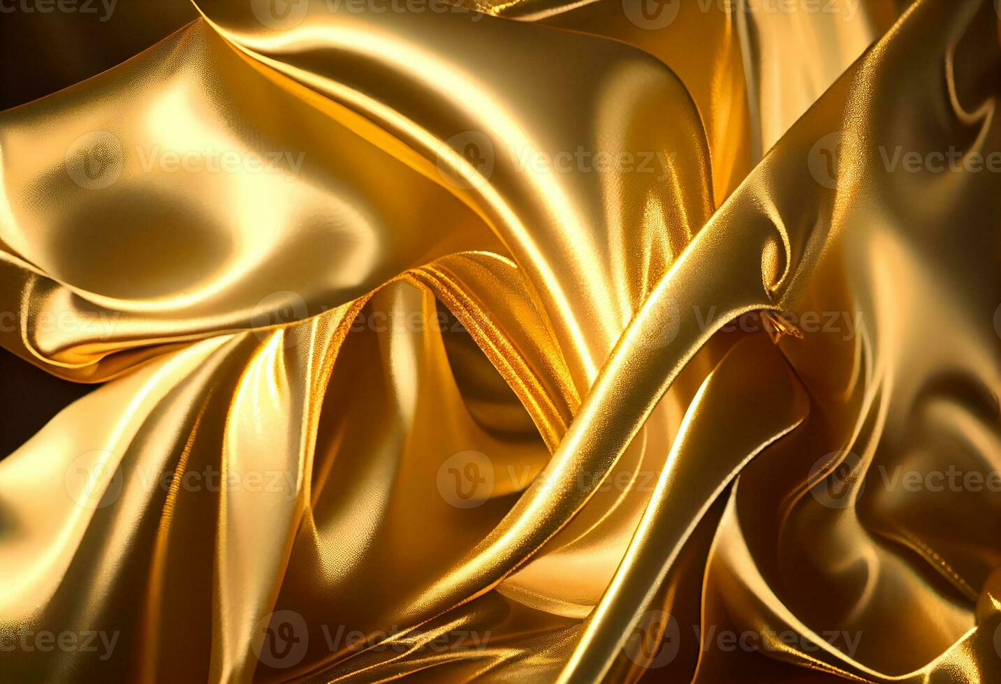 3d rendering Curve Dynamic Gold Fluid Liquid Wallpaper. Light Metal Color Colorful Swirl Gradient Mesh. Bright Yellow Vivid Vibrant Smooth Surface. Blurred Water Neon Gradient Background AI Generative photo