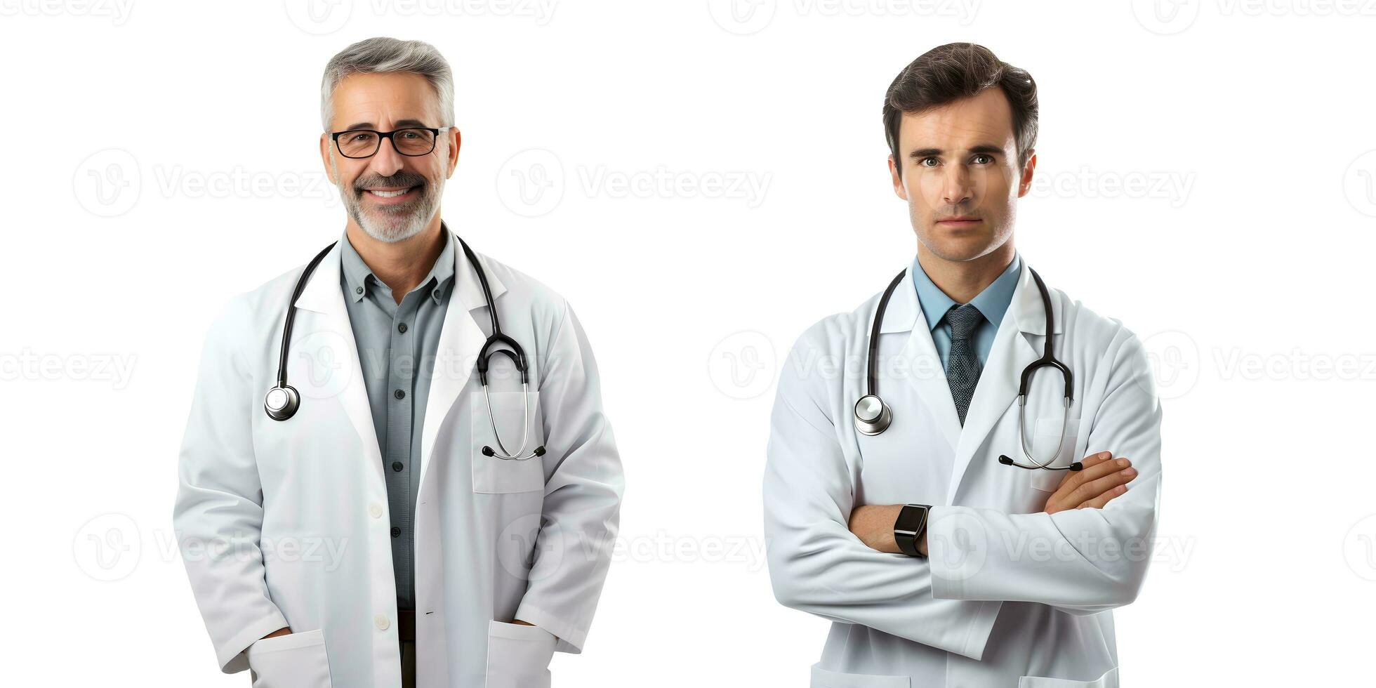 Happy smiling doctor with thumbs up gesture, isolated on transpared background png format Fictional Person, AI Generative photo