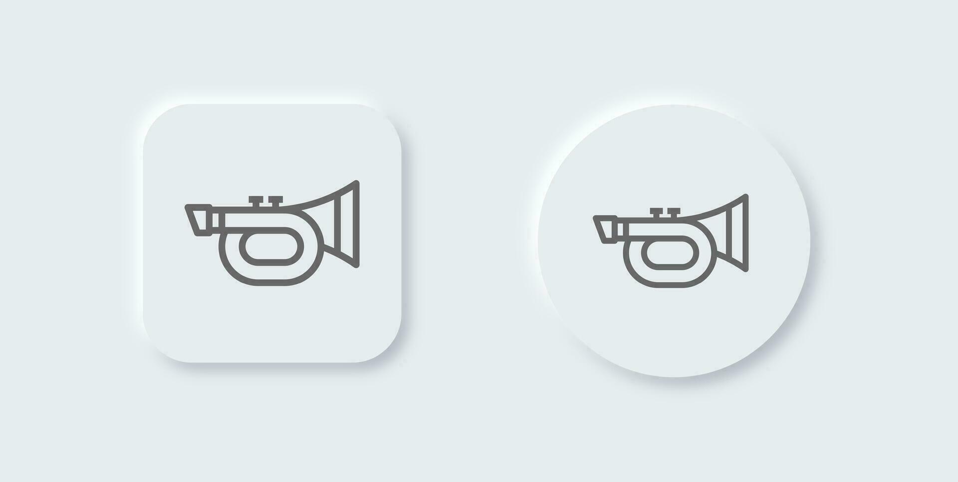 Horn line icon in neomorphic design style. Trumpet signs vector illustration.