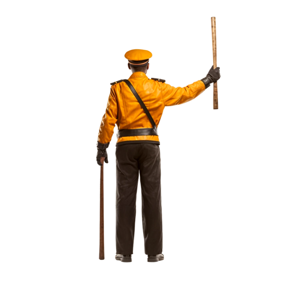 A police man stand the signal road Generative Ai png