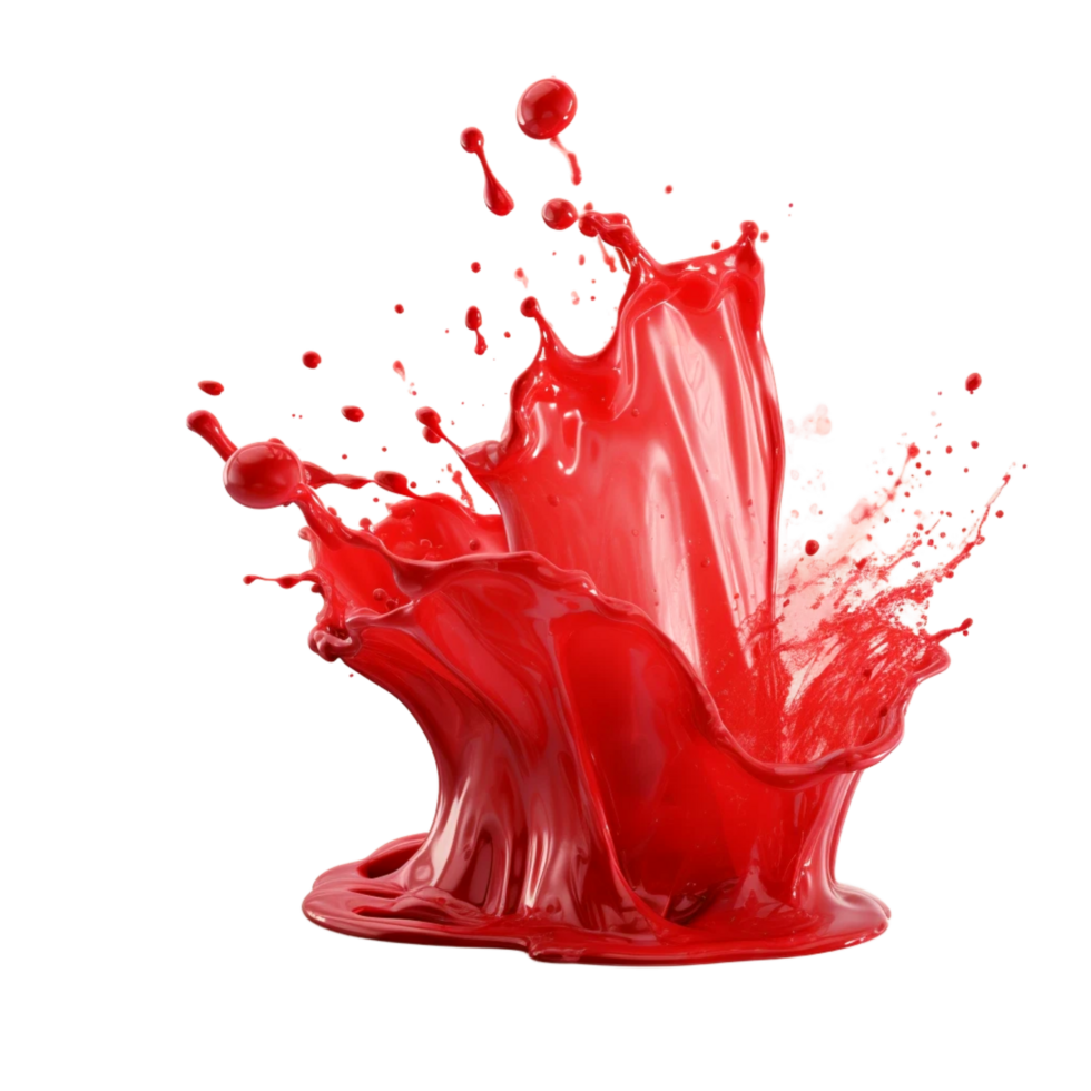 realistic 3d red splash and drops liquid  Generative Ai png