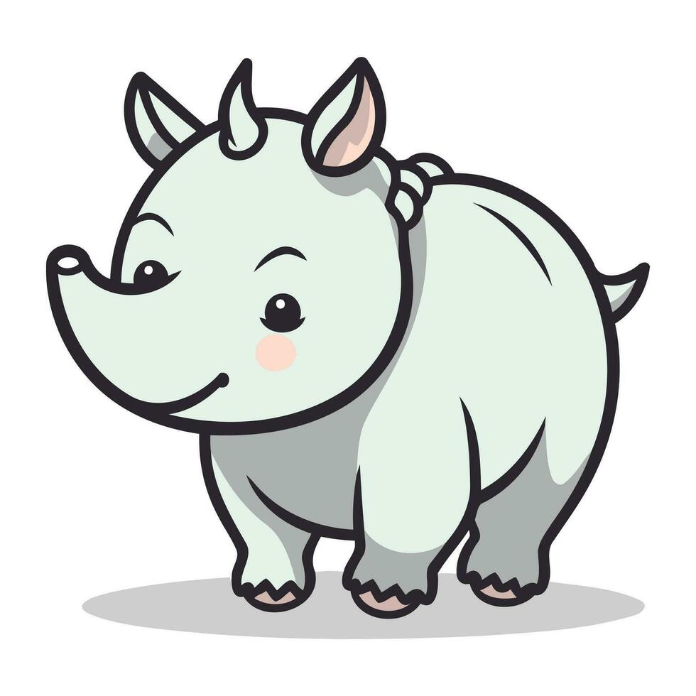 Cute rhinoceros cartoon character. Vector illustration design.