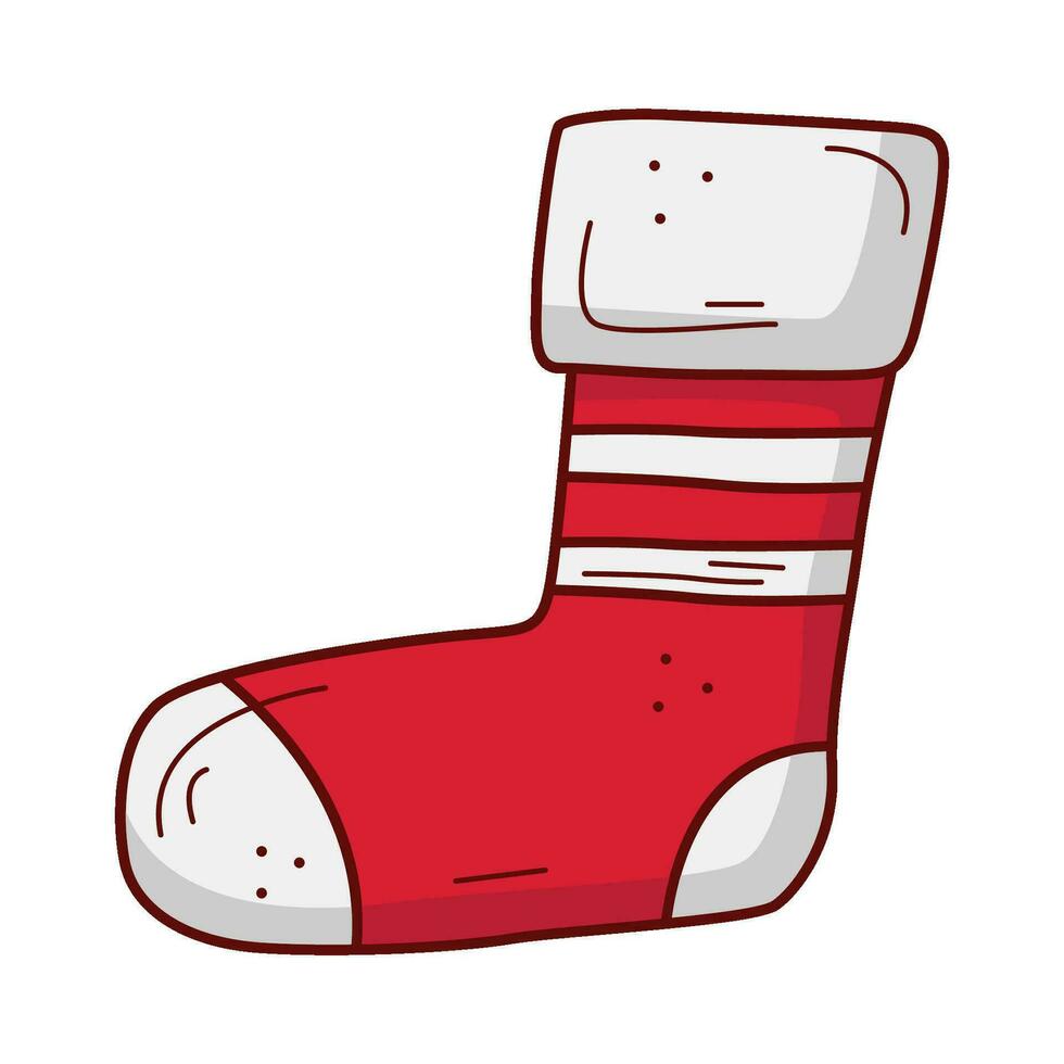 christmas sock isolated illustration on white background in doodle style vector