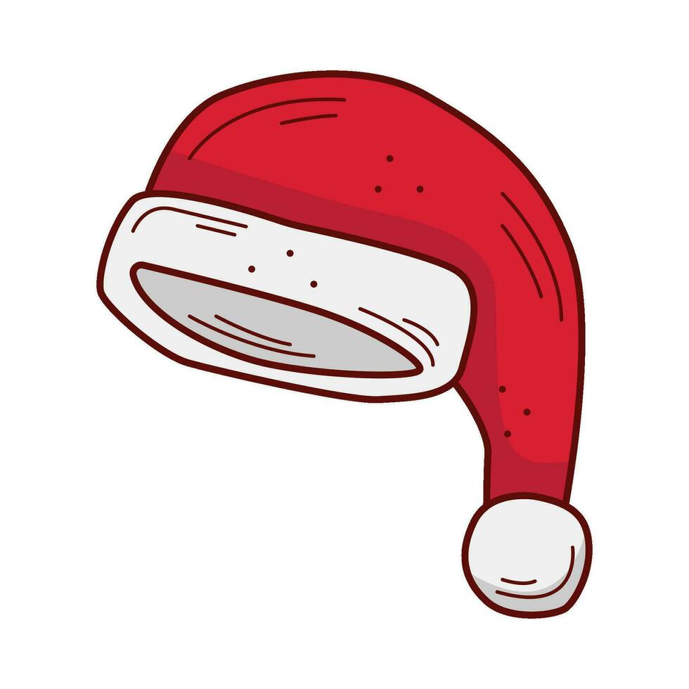 Santa Claus red hat isolated on white background. Hand drawn vector illustration.