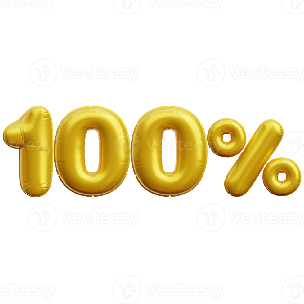 100 percent Balloon 3D Icon Illustrations png