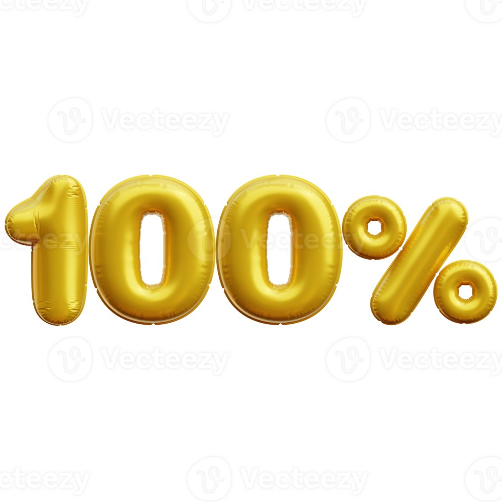 100 percent Balloon 3D Icon Illustrations png