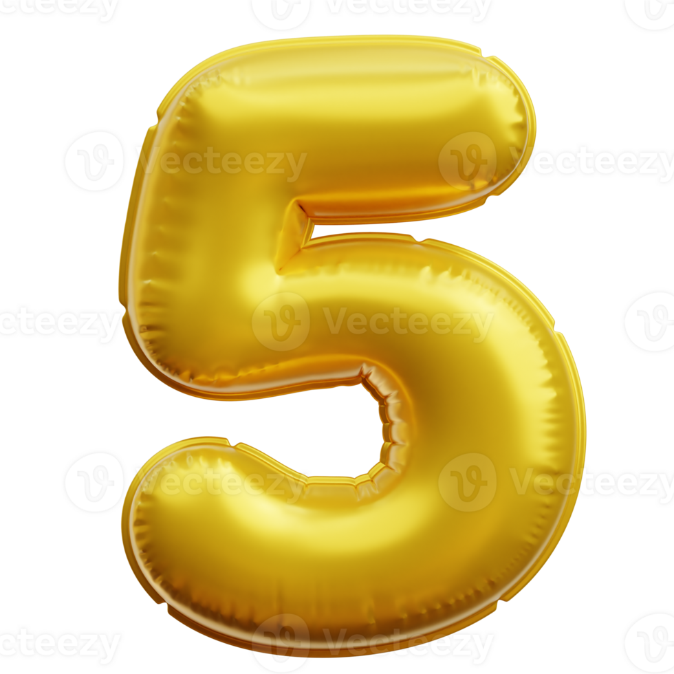 Number 5 Balloon 3D Icon Illustrations png