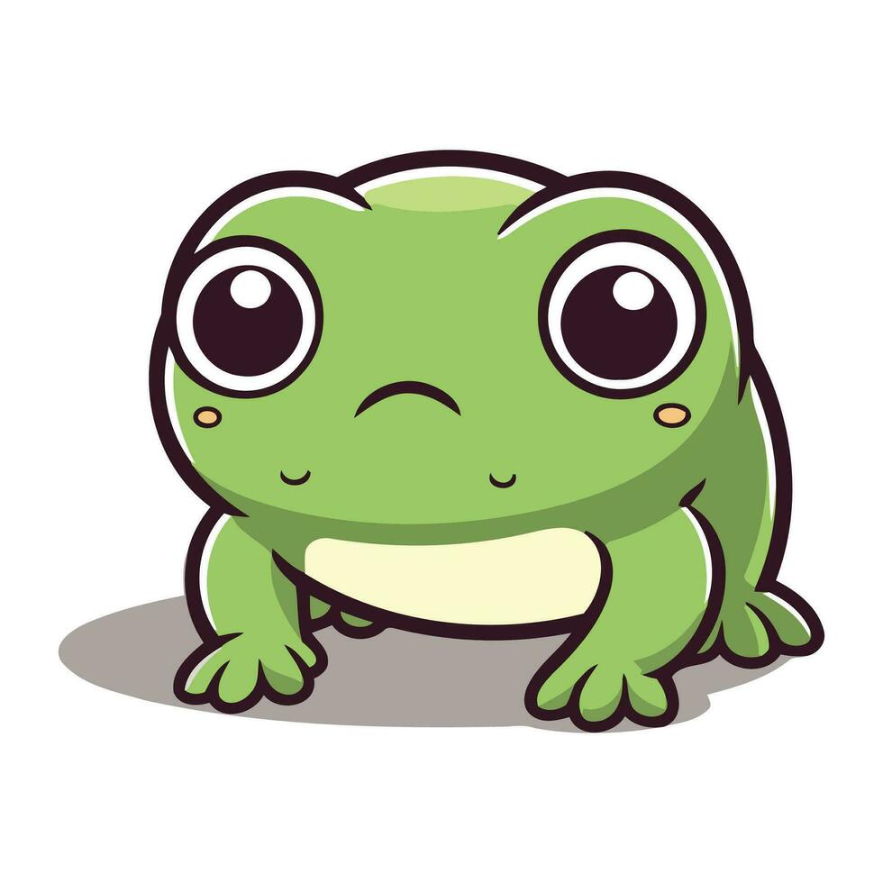 Cute little frog character cartoon vector illustration. Cute little frog mascot.
