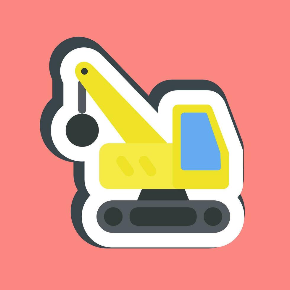 Sticker crane with wrecking ball. Heavy equipment elements. Good for prints, posters, logo, infographics, etc. vector